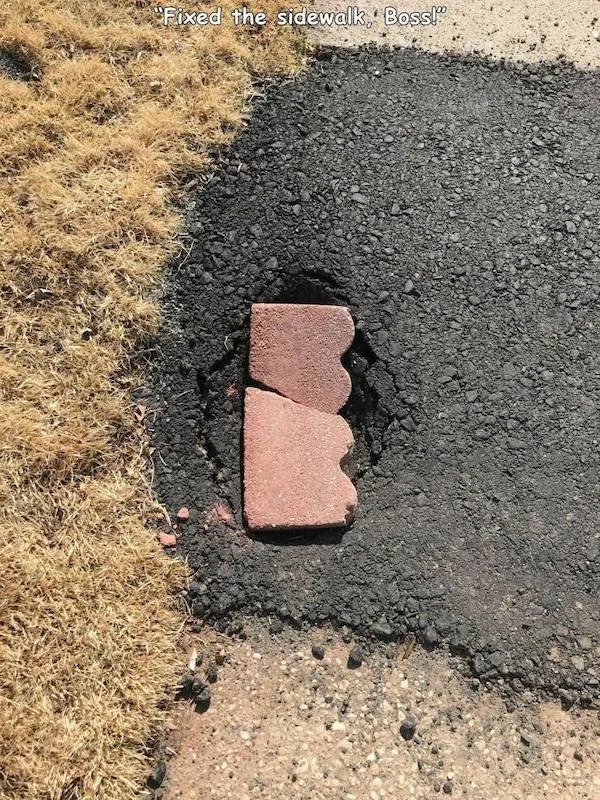 people who failed successfully - soil - "Fixed the sidewalk, Bosslo