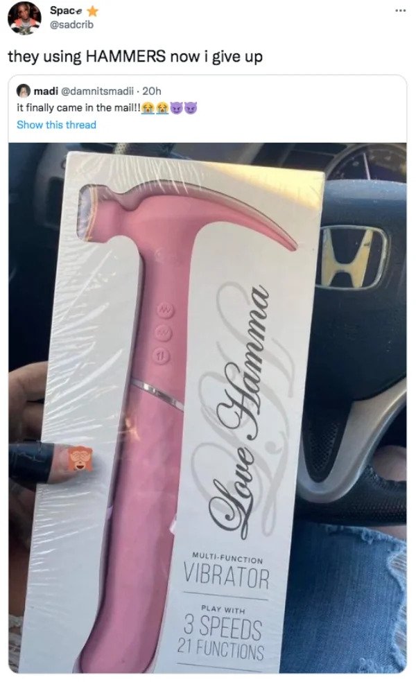 comments that nailed it - ... Space they using Hammers now i give up madi 20h it finally came in the mail!! Show this thread H Love Mamma MultiFunction Vibrator Play With 3 Speeds 21 Functions