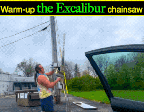 Rednecks winning - water - Warmup the Excalibur chainsaw