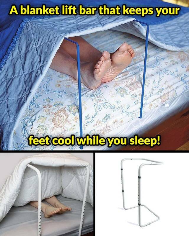 wtf things that actually exist -  bed blanket - A blanket lift bar that keeps your feet cool while you sleep!