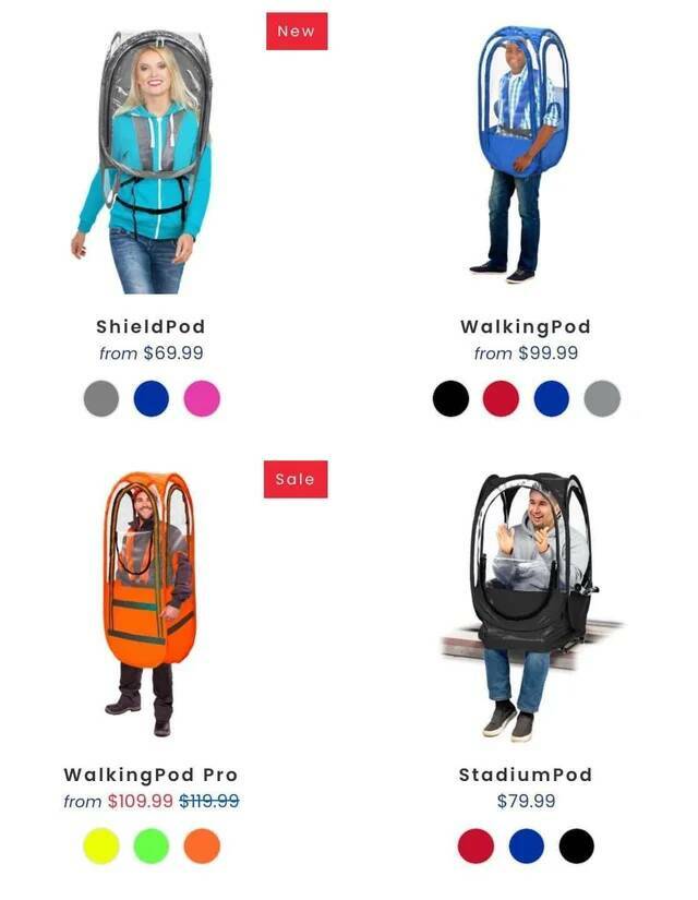 wtf things that actually exist -  graphic design - New Od Shield Pod from $69.99 Walking Pod from $99.99 Sale Walking Pod Pro from $109.99 $19.99 Stadium Pod $79.99