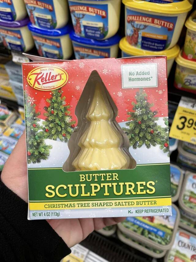 wtf things that actually exist -  produce - Walance Butter Cd Challenge Butter Since 1906 No Added Hormones Ben Creamery 39 Butter Sculptures Christmas Tree Shaped Salted Butter Net Wt 4 Oz 1139 K. Keep Refrigerated Countk