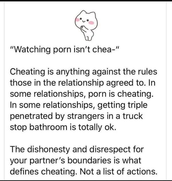 Oddly Specific Things - watching porn in a relationship is cheating -