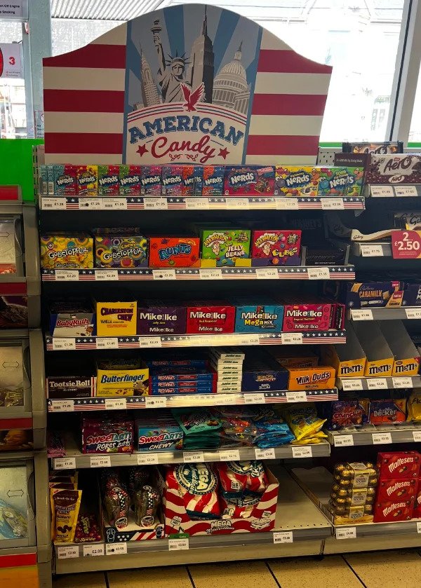 “American Candy according to a UK petrol station.”