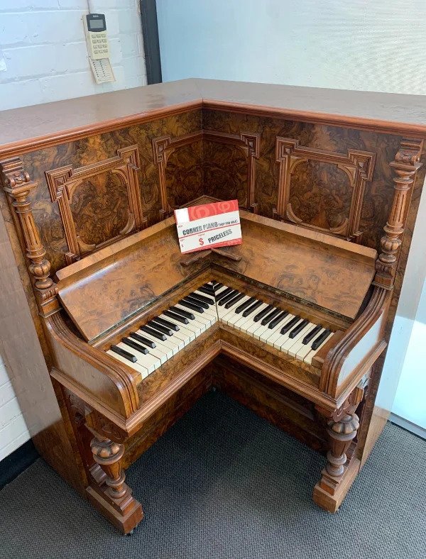 “Found a corner piano at the piano store today.”