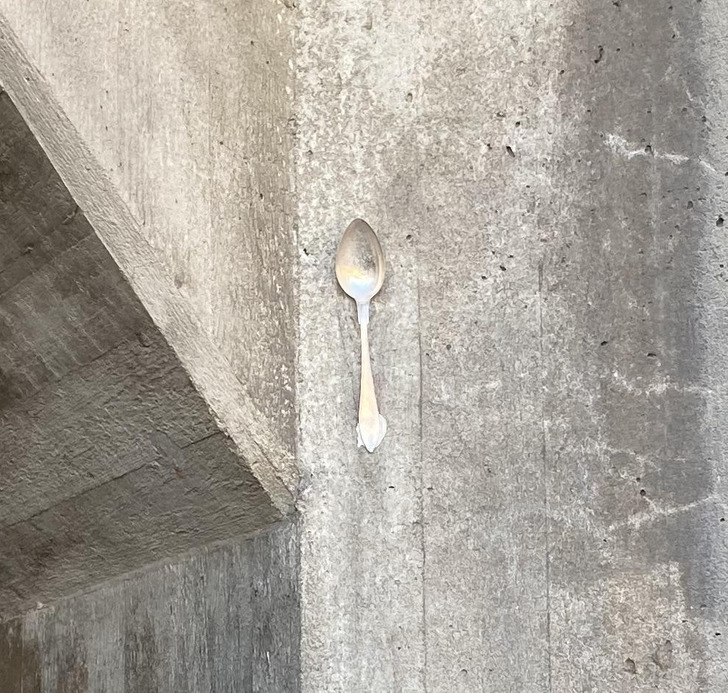 “I found a spoon glued to a wall.”