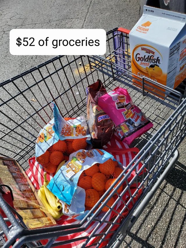 people having a bad day - shopping cart - Cheddar Nos $52 of groceries Yuyen Goldfish 2023 Baked Cw Hershe Snicke cfood Buie Wow S Selur