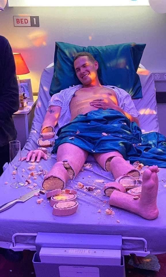 fascinating photos - guy in hospital bed cake - Bed 1