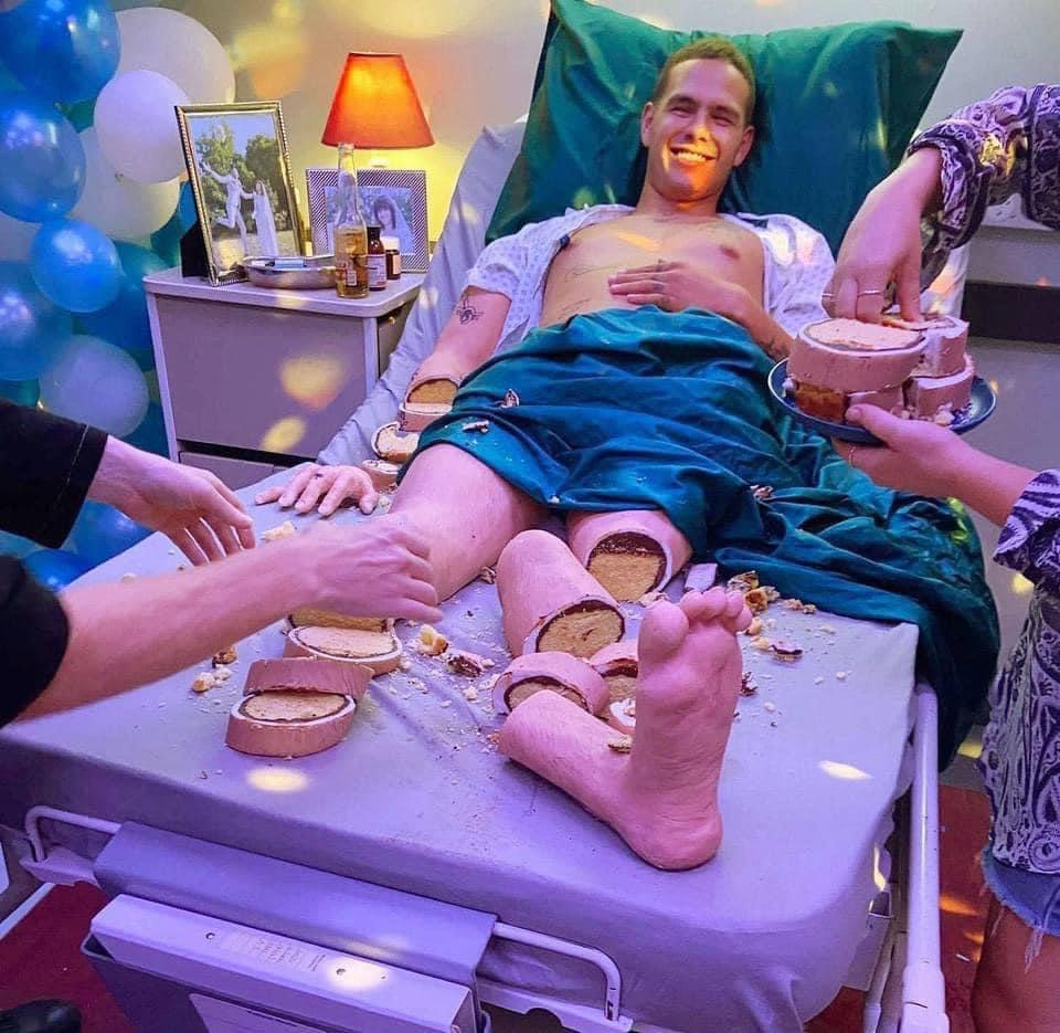 fascinating photos - man in hospital bed cake