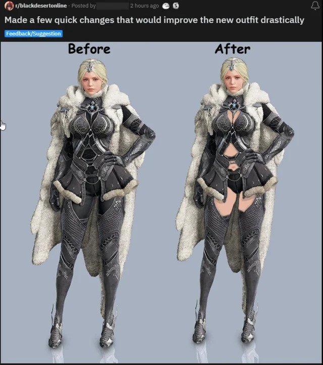 Cringe Pics - outfits black desert drakania - blackdesertonline. Posted by 2 hours ago Made a few quick changes that would improve the new outfit drastically FeedbackSuggestion Before After Ul