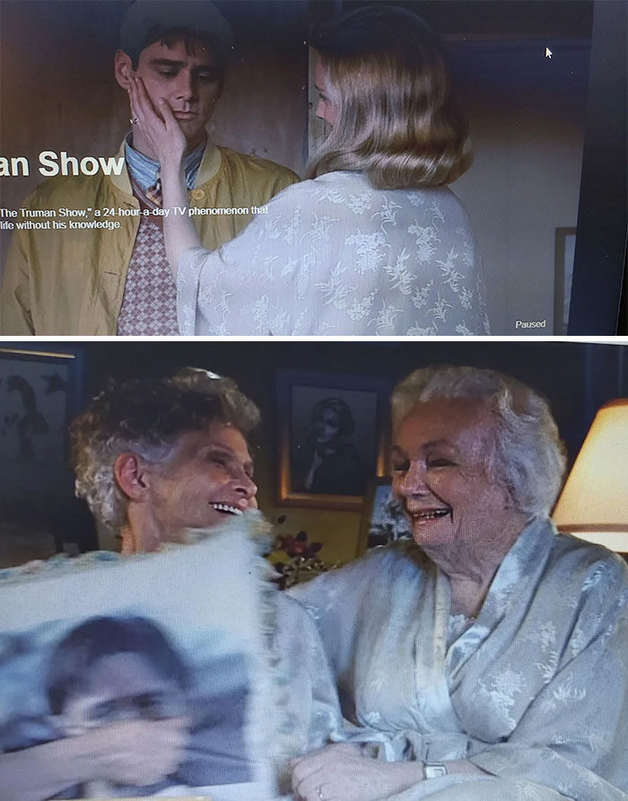 easter eggs in movies - details - senior citizen - an Show The Truman Show," a 24hour a day Tv phenomenon that life without his knowledge Paused