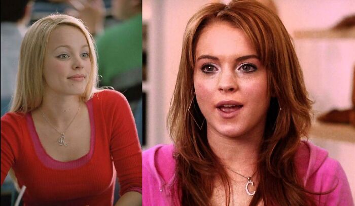 In Mean Girls (2004), Queen Bee Regina Wears A “R” Necklace Around Her Neck. Cady Begins Wearing A “C” Necklace Once She Has Humiliated Regina And Taken Her Place