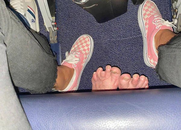 cringe - cringe pics - troll feet on airplane