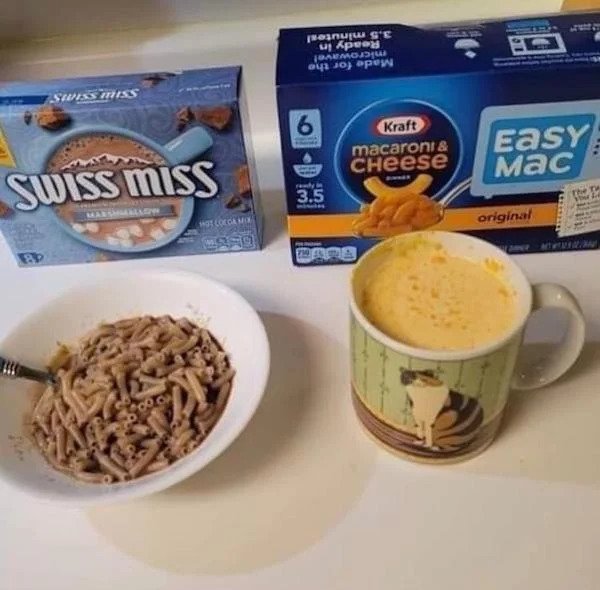 cringe - cringe pics - mac and chocolate hot cheese - 3,5 minutes Ready in microwavel Made for the S Ssm 9 Kraft macaront & CHeese Easy F Swiss Miss 3.5 Woteca Mo original Ae 000