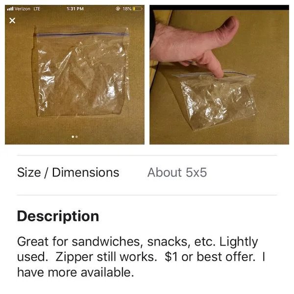 wtf things for sale - material - Verizon Lte X Size Dimensions About 5x5 Description Great for sandwiches, snacks, etc. Lightly used. Zipper still works. $1 or best offer. I have more available. %
