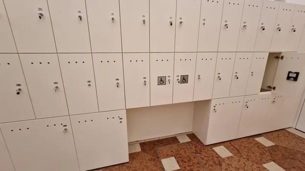 “These two coin lockers that are easily accessible in a wheelchair”