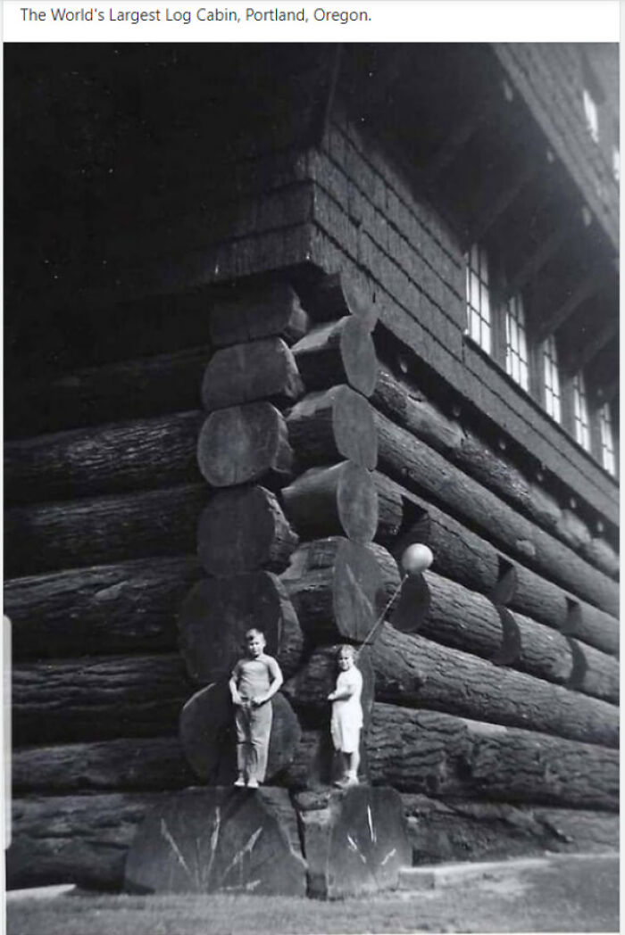 absolute units - megalophobia - world's largest log cabin portland oregon - The World's Largest Log Cabin, Portland, Oregon.