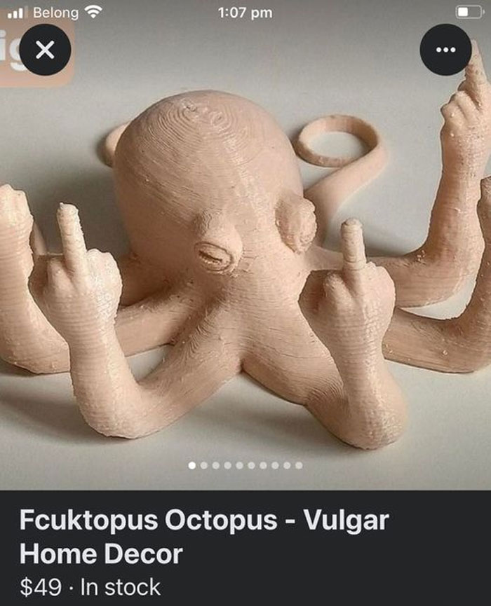 Facebook Buying Selling - Fcuktopus Octopus Vulgar Home Decor $49 In stock Singh
