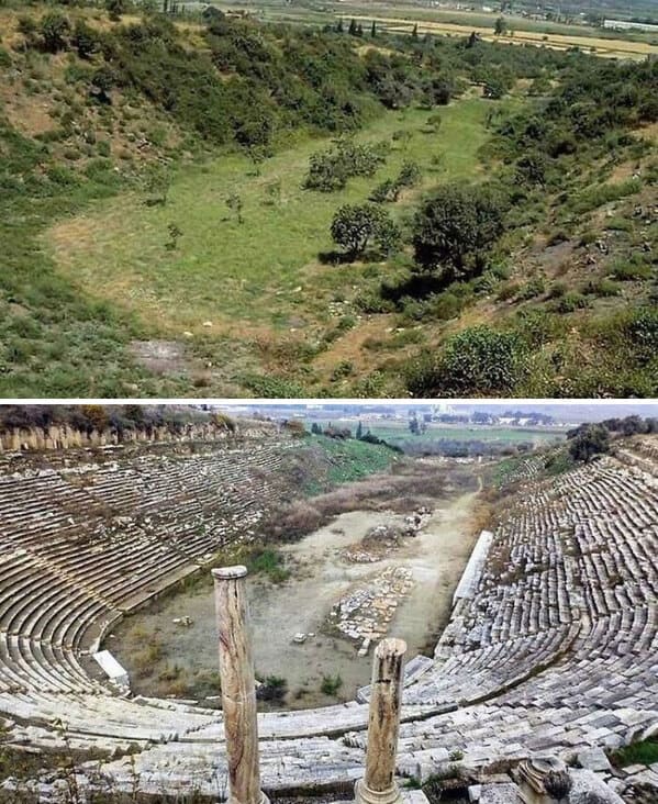 “Ancient Greece Before And After Excavation”