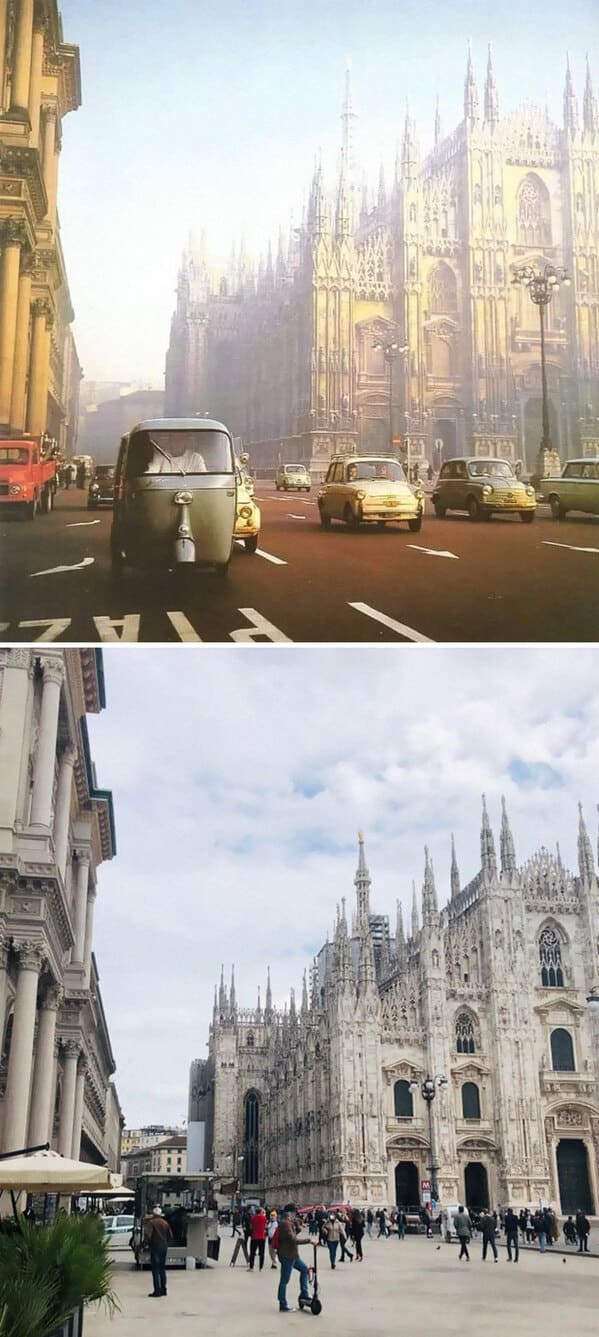 “Milan, Italy 1950s And 2021”