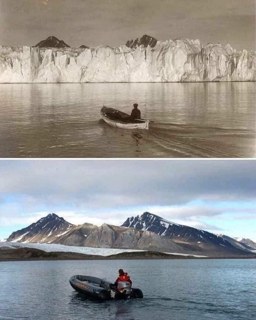 fascinating photos - The Arctic ocean photographed in the same place 105 years ago vs today