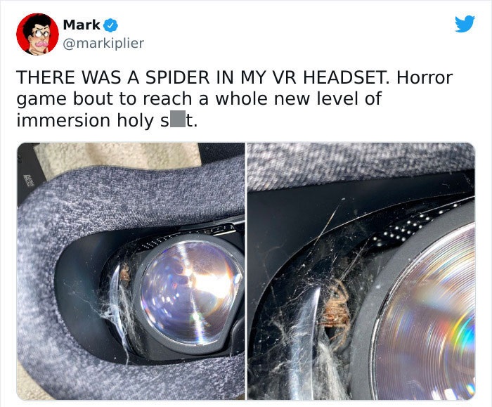 cursed pics - scary photos - spider inside my vr headset - Mark There Was A Spider In My Vr Headset. Horror A . game bout to reach a whole new level of immersion holy s t.