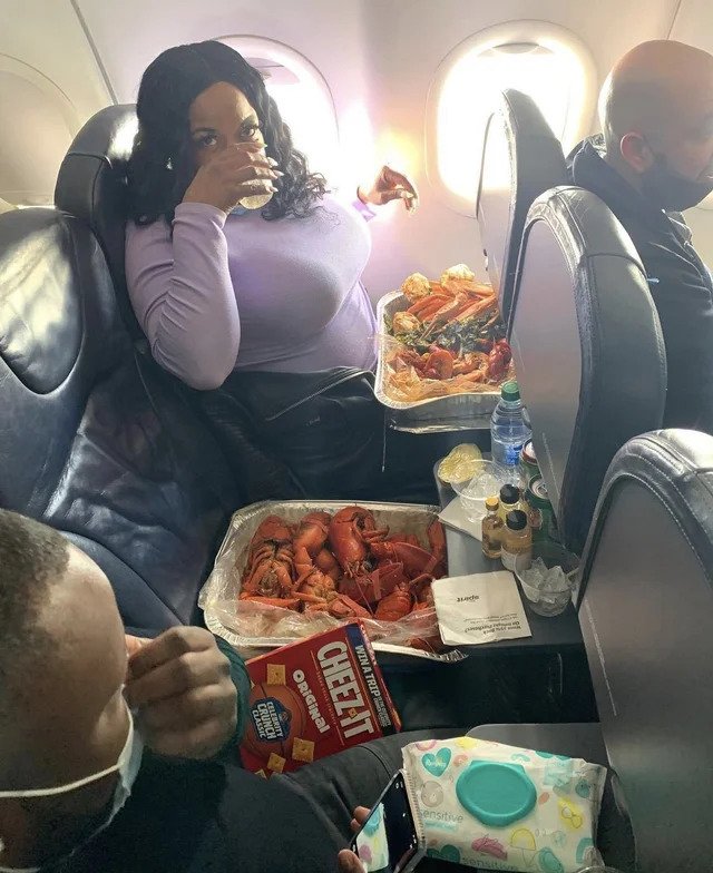 Trashy People - seafood boil on plane -
