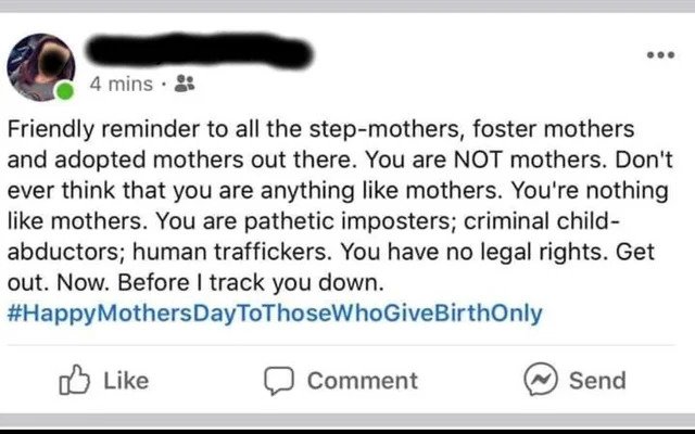 Trashy People - web page - 4 mins. Friendly reminder to all the stepmothers, foster mothers and adopted mothers out there. You are Not mothers. Don't ever think that you are anything mothers. You're nothing mothers. You are pathetic imposters; criminal ch