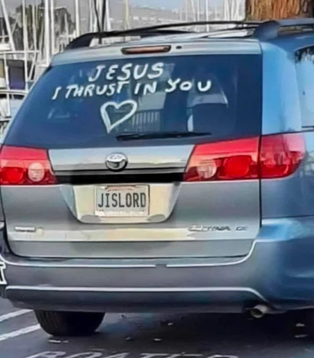 funny fails - jislord license plate - V Jesus I Thrust In You Jislord