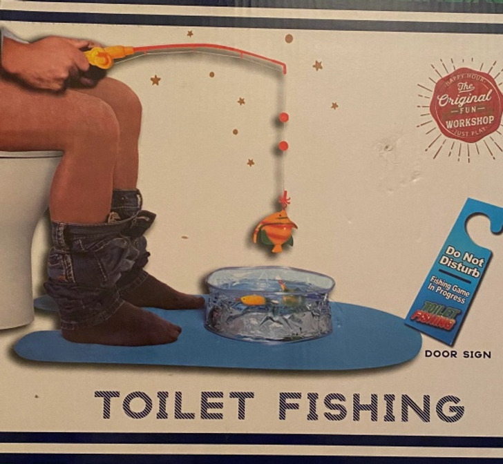 oddities - cool stuff - table - The Original Fun Workshop Lust Plat Do Not Disturb Fishing Game In Progress Door Sign Toilet Fishing