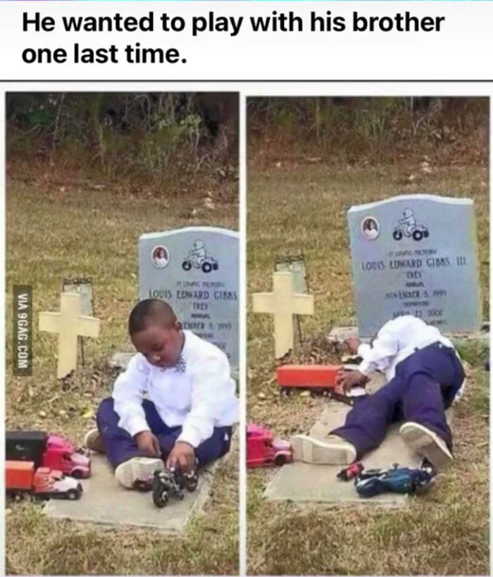 feel good photos - try not to cry meme - He wanted to play with his brother one last time. Louis Edward Cibas Ii Louis Edward Cibas ta Via 9GAG.Com