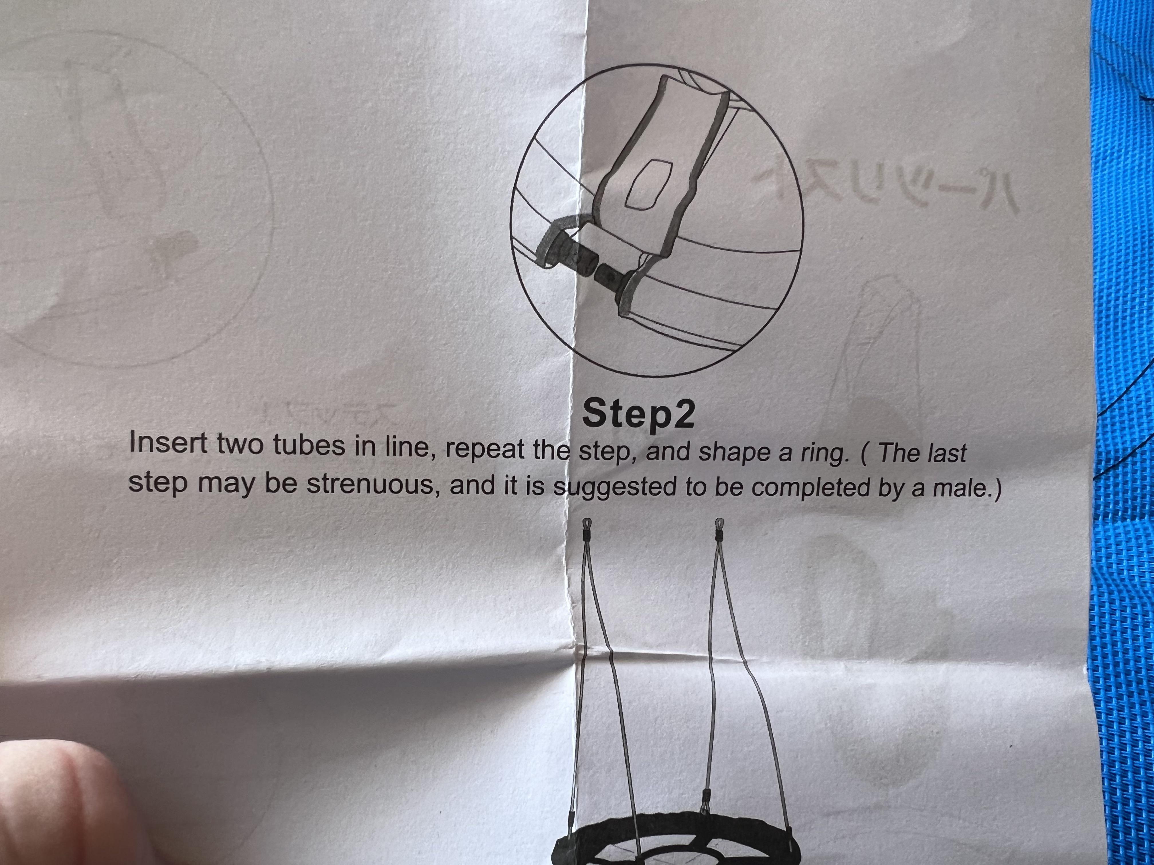 Instructions that came with a kids swing off Amazon…