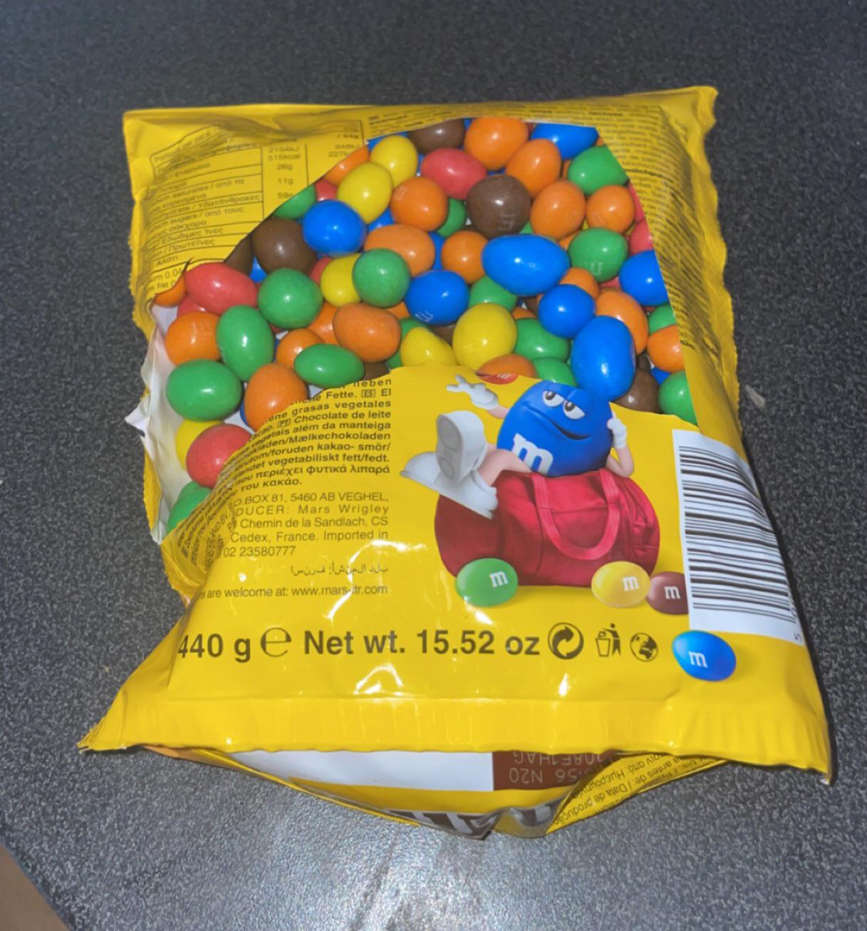 How my friend opened a pack of M&Ms.