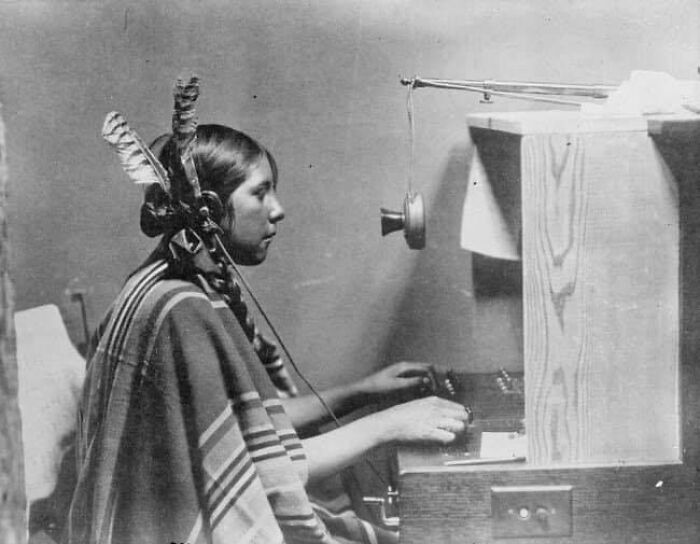 historical photos - native american telephone operator