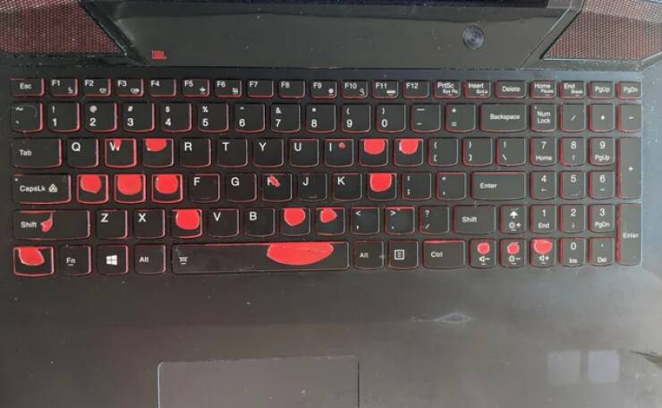 "The wear on my laptop keyboard (I'm a full-time author)"