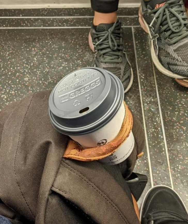 “The loop on your rucksack makes a handy coffee cup holder.”