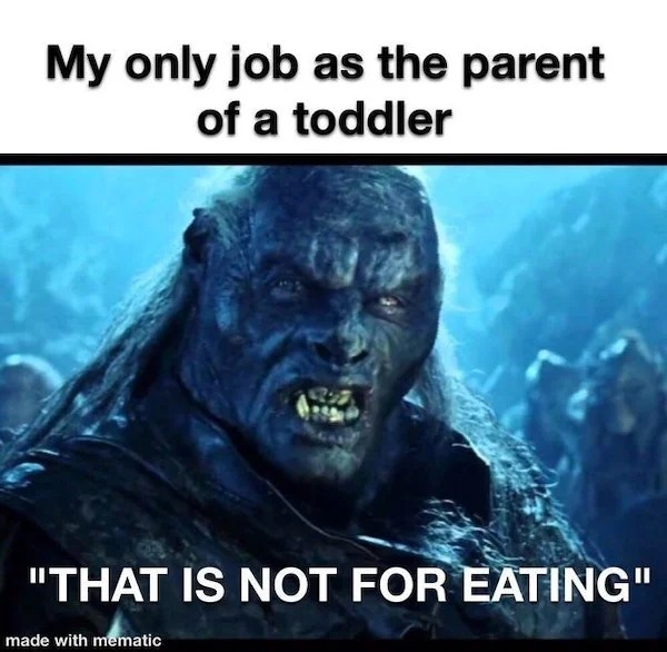 relatable memes - looks like meat's back on menu - My only job as the parent of a toddler "That Is Not For Eating" made with mematic