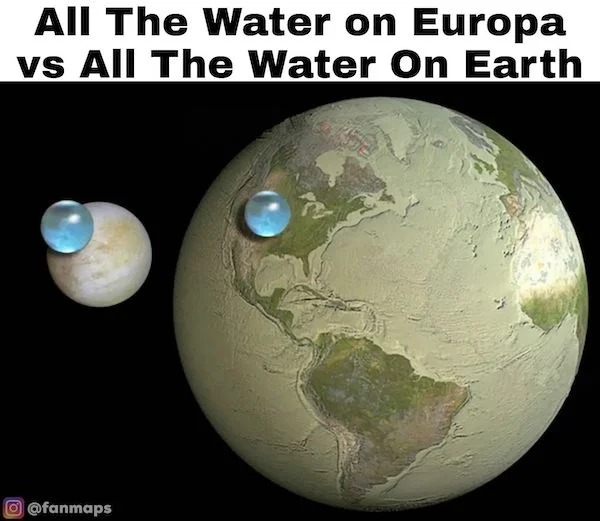 cool guides - infographics - earth - All The Water on Europa Vs All The Water On Earth