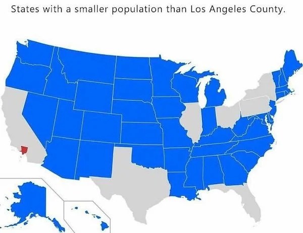 cool guides - infographics - la population vs states - States with a smaller population than Los Angeles County.