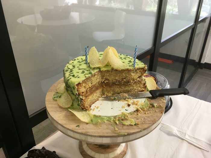 Bad Coworkers - sour cream and onion pringles cake