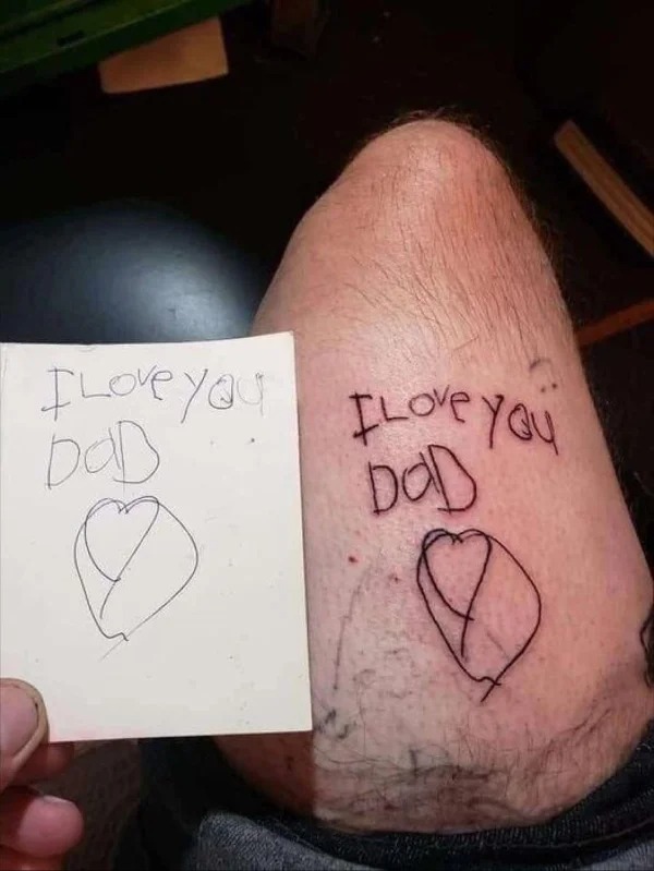 “This person’s daughter died of cancer. Before she died, she made this drawing for him, now he wears it on his skin.”