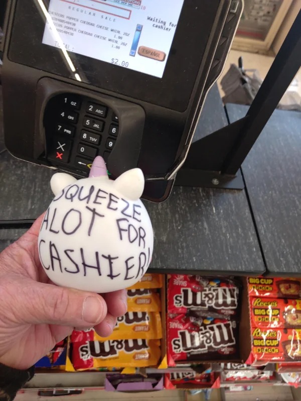 “Family Dollar’s cashier summoner dog toy. They couldn’t hear the desk bell in the back.”