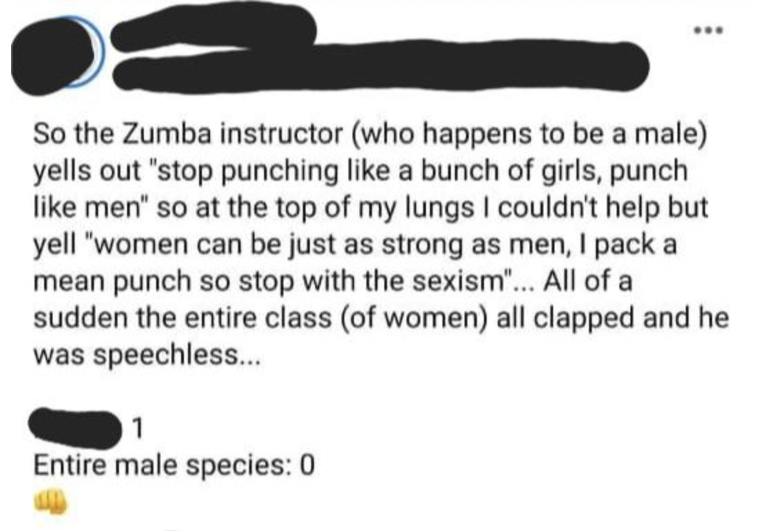 internet liars - girl with septum piercing meme - ... So the Zumba instructor who happens to be a male yells out "stop punching a bunch of girls, punch men" so at the top of my lungs I couldn't help but yell "women can be just as strong as men, I pack a m