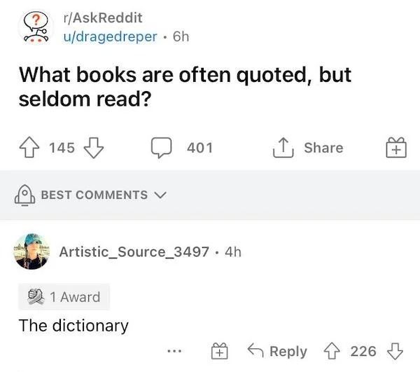Nobody has time to read the dictionary.  Come one! 