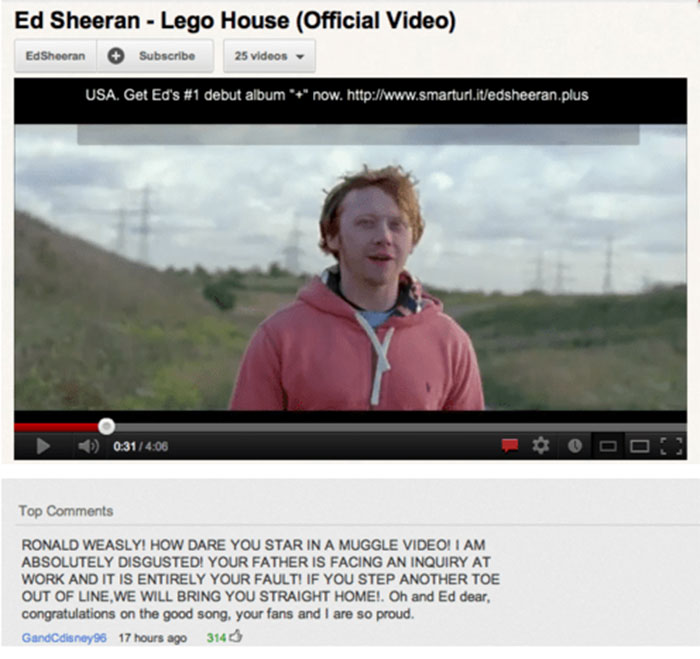 Youtube Comments - Ed Sheeran Lego House Official Video