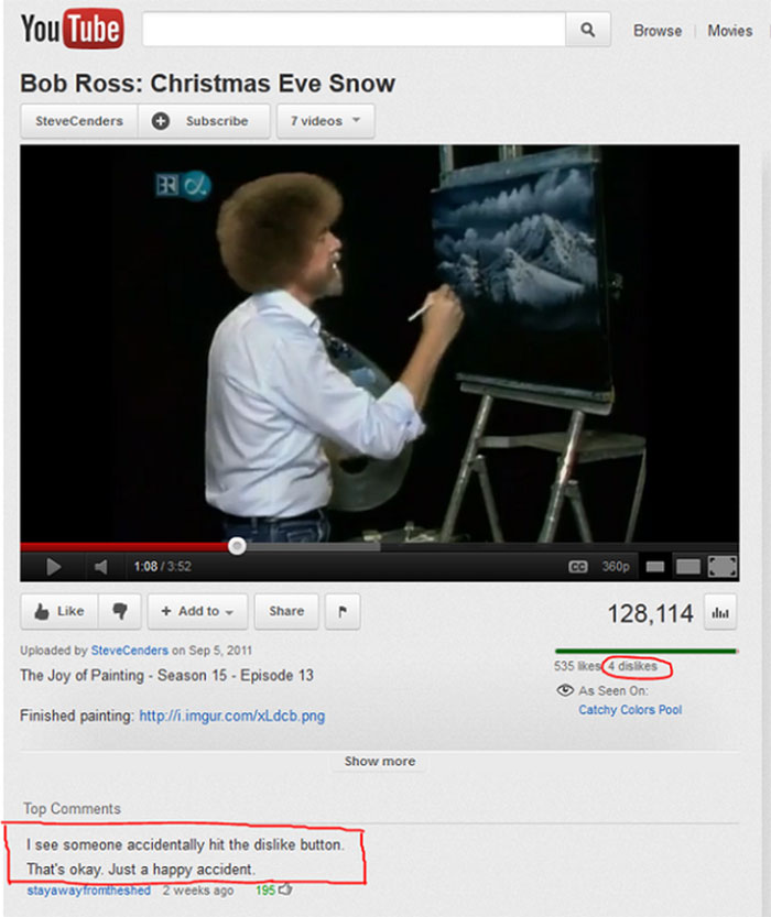 Youtube Comments - You Tube o Browse Movies Bob Ross Christmas Eve Snow