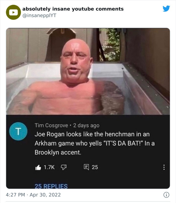 Youtube Comments - Joe Rogan looks the henchman in an Arkham game who yells