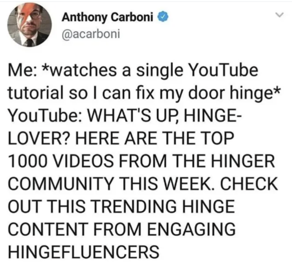 Oddly Specific - Me watches a single YouTube tutorial so I can fix my door hinge YouTube What'S Up, Hinge Lover? Here Are The Top 1000 Videos From The Hinger Community This Week. Check Out This Trending Hinge Content From Engaging Hingefluencers