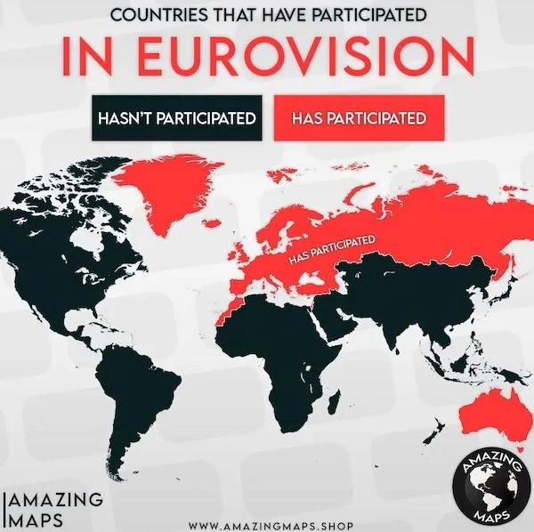 charts - infographics - world map black - Countries That Have Participated In Eurovision Hasn'T Participated Has Participated Has Participated Jamazing Imaps Maps