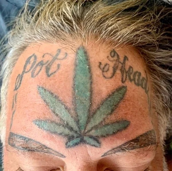 bad tattoos - tattoo fails - pot Head